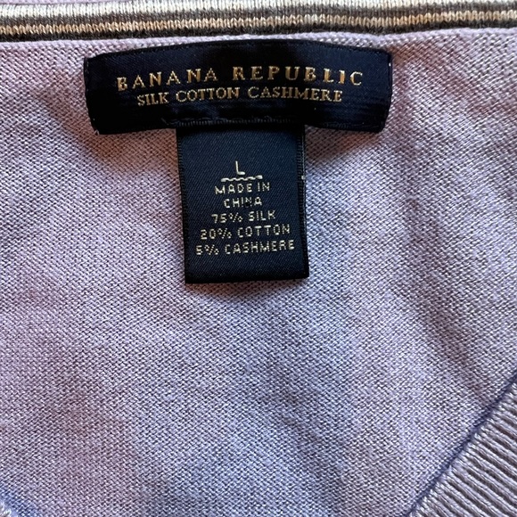 Men’s Banana Republic Purple Silk Cotton Cashmere V-neck Sweater - Picture 2 of 2